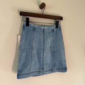 NWT FREE PEOPLE Denim Mini Skirt Faded Indigo Size 2